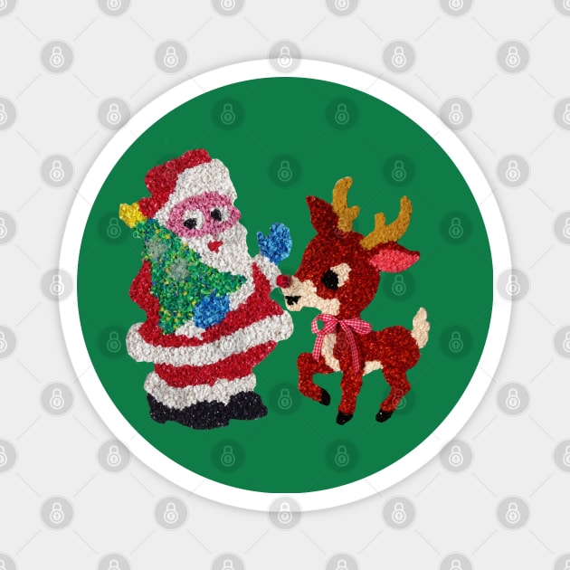 Santa & Rudolph Vintage Melted Plastic Magnet by Pop Fan Shop